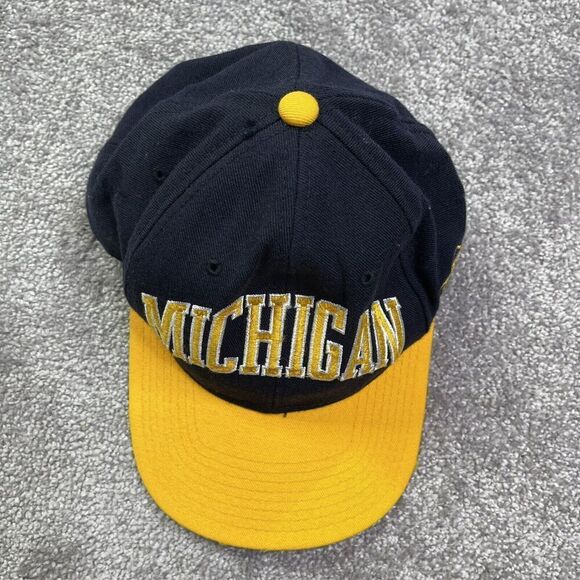 Michigan Wolverines Starter Hat Men’s 7 1/4 Blue Embroidered Logo Fitted - Picture 6 of 12